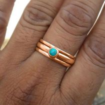 Fashion Rose Gold Alloy Inlaid Opal Round Ring