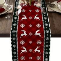 Fashion 20 33cm*183cm Linen Christmas Print Table Runner