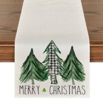Fashion 35 33cm*183cm Linen Christmas Print Table Runner