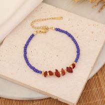 Fashion 7# Royal Blue Rice Beads Beaded Gravel Bracelet