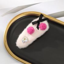 Fashion 8.5cm Bow Plush Clip White - 1 Piece Flocked Pom-pom Diamond Heart Bow Drop-shaped Hairpin