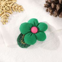 Fashion 6cm Flower Yarn Clip Green - 1 Piece Three-dimensional Flower Wool Hair Clip