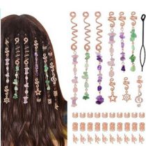 Fashion As Shown In The Picture A Set Of 10 Rose Gold 5# Geometric Gravel Five-pointed Star Braided Hair Button Set