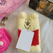 Fashion Winnie The Pooh【1 Pair】 Cotton Coral Fleece Cartoon Floor Socks