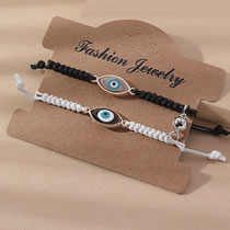 Fashion Black And White Cord Braided Resin Eye Bracelet Set
