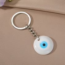 Fashion White Resin Geometric Round Eyes Keychain