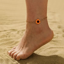 Fashion Gold Alloy Sunflower Anklet