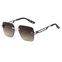 Fashion Golden Tea Ash Frameless Cut-edge Square Cutout Sunglasses