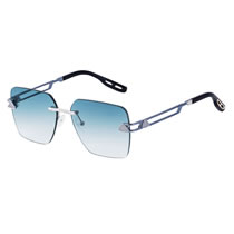 Fashion Silver A Blue Frameless Cut-edge Square Cutout Sunglasses