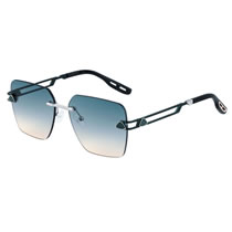 Fashion Silver Green Orange Frameless Cut-edge Square Cutout Sunglasses