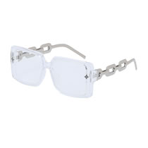 Fashion Transparent And Anti-blue Light Pc Square Chain Sunglasses