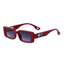 Fashion Bright Black Frame Big Red Feet Gold Double Gray Square Small Frame Four Leaf Clover Sunglasses