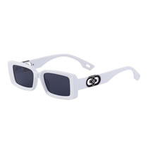 Fashion Bright Solid White Gold Single Gray Square Small Frame Four Leaf Clover Sunglasses