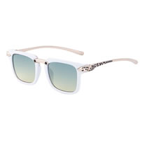 Fashion White Gold Above Green Below Yellow Pc Square Large Frame Sunglasses