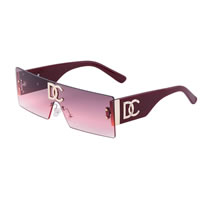 Fashion Maroon Gold Gradient Purple Pc Square Frameless One-piece Sunglasses