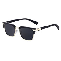 Fashion Bright Black Gold All Gray Large Square Frame Sunglasses