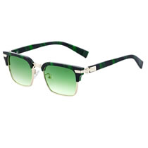 Fashion Covered Floral Stripes Green Gold Gradient Green Large Square Frame Sunglasses