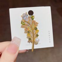 Fashion Leaf Copper Inlaid Zirconium Leaf Brooch