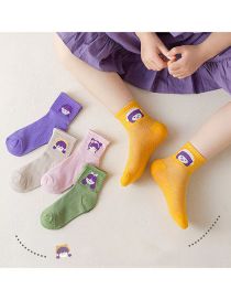 Fashion Pure Color Little Girl [spring And Summer Mesh 5 Pairs] Cotton Printed Breathable Mesh Kids Socks