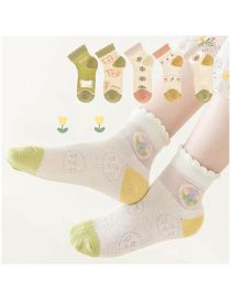 Fashion Bear Baby [spring And Summer Mesh 5 Pairs] Cotton Printed Breathable Mesh Kids Socks