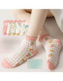 Fashion Strawberry Rabbit Large Mesh [spring And Summer Mesh 5 Pairs] Cotton Printed Breathable Mesh Kids Socks