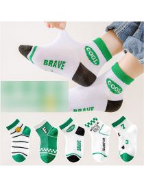 Fashion Cool Smiling Face [5 Pairs Of Breathable Mesh] Cotton Printed Breathable Mesh Kids Socks