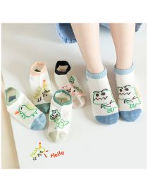 Fashion Dinosaur Graffiti [5 Pairs Of Breathable Mesh] Cotton Printed Breathable Mesh Kids Socks