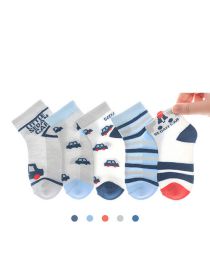 Fashion Mengqu Car [breathable Mesh 5 Pairs] Cotton Printed Breathable Mesh Kids Socks