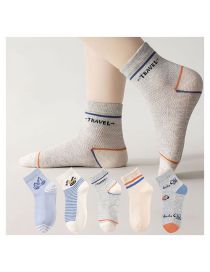 Fashion Small Excavator [breathable Mesh 5 Pairs] Cotton Printed Breathable Mesh Kids Socks