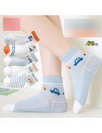 Fashion Cute Car [spring And Summer Mesh 5 Pairs] Cotton Printed Breathable Mesh Kids Socks