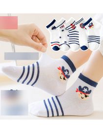 Fashion Q Version Pirate [breathable Mesh 5 Pairs] Cotton Printed Breathable Mesh Kids Socks
