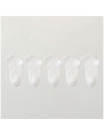 Fashion Pure White [breathable Mesh 5 Pairs] Cotton Printed Breathable Mesh Kids Socks