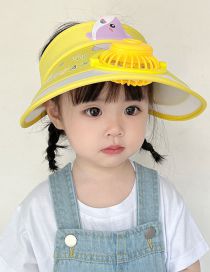 Fashion Yellow Little Dolphin [upgrade Fan Model] Pc Cartoon Large Brim With Fan Empty Top Sun Hat (with Electronics)
