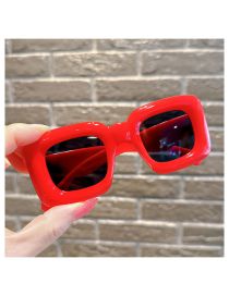 Fashion Red Internet Celebrity Funny Sunglasses Resin Square Large Frame Sunglasses