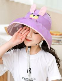 Fashion Empty Hat With Big Brim - Purple Rabbit [send Windproof Rope] Polyester Print Sun Hat