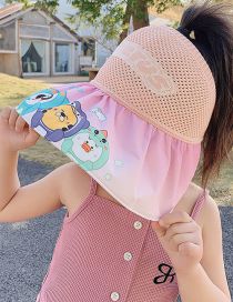 Fashion Hollow Half Braided Big Brim - Gradient Pink [send Windproof Rope] Polyester Print Sun Hat