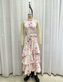 Fashion Printing Halterneck Print Tiered Dress