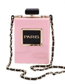 Fashion Pink Acrylic Bag Square Perfume Bottle Messengercross-body Bag
