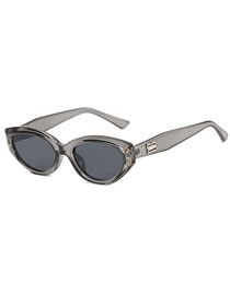 Fashion Transparent Gray Flakes Ac Narrow Frame Cat Eye Small Frame Sunglasses