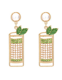 Fashion Imitation Pearls Alloy Dripping Diamond Wine Glass Earrings