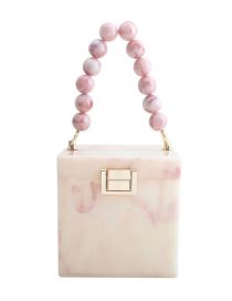 Fashion Apricot Acrylic Bead Handheld Square Tote Bag