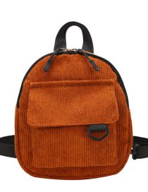 Fashion Brown Corduroy Large Capacity Backpack