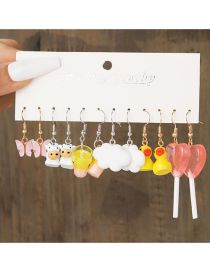 Fashion 5# Acrylic Butterfly Cloud Duck Heart Earring Set