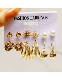 Fashion Gold Alloy Geometric Butterfly Heart Earring Set
