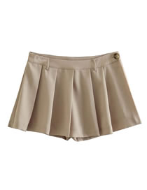 Fashion Khaki Woven Pleated Skirt