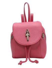 Fashion Rose Pink Pu Large Capacity Backpack