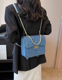 Fashion Blue Canvas Diamond Lock Backpack