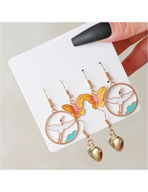 Fashion 4# Alloy Drip Oil Butterfly Heart Earring Set