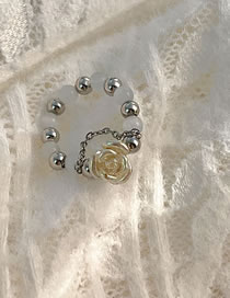 Fashion White Tourmaline Beaded Flower Open Ring