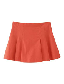 Fashion Orange Blended Wide Pleated Culottes